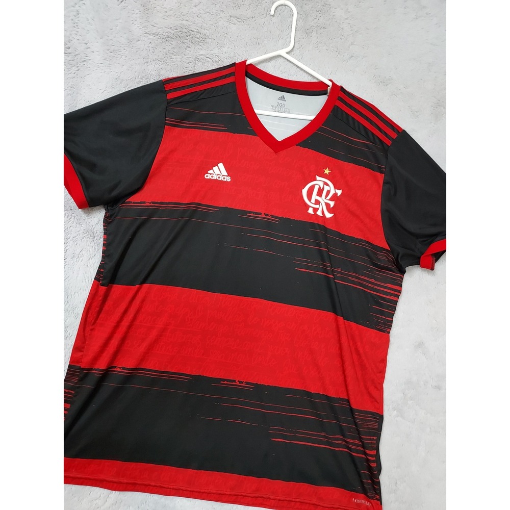 Brazil Flamengo CR Soccer Jersey Mens 2XL XXL Red Black Adidas Aeroready Futbol